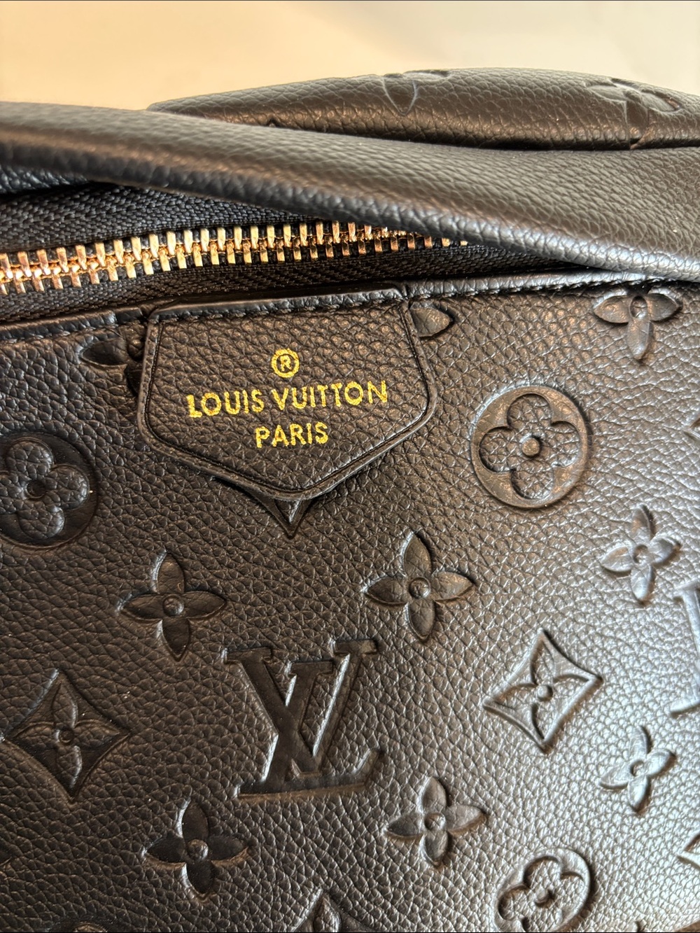 Black Monogram Empreinte Crossbody Bum Bag with Gold Hardware - Picture 4 of 14